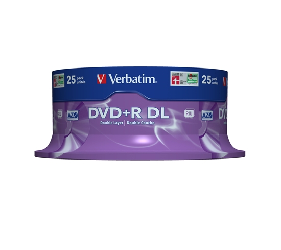 Изображение 1x25 Verbatim DVD+R Double Layer 8x Speed, 8,5GB matt silver