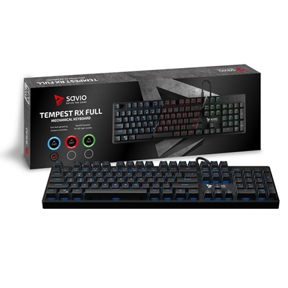 Picture of Savio Tempest RX FULL keyboard Outemu Blue USB QWERTY US Black, Blue