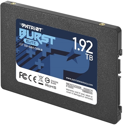 Attēls no SSD|PATRIOT|Burst Elite|1.92TB|SATA 3.0|3D NAND|Write speed 320 MBytes/sec|Read speed 450 MBytes/sec|2,5"|TBW 800 TB|PBE192TS25SSDR