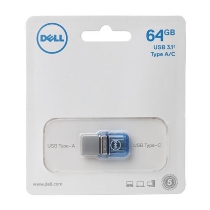 Attēls no DELL AB135418 USB flash drive 64 GB USB Type-A / USB Type-C 3.2 Gen 1 (3.1 Gen 1) Blue, Silver