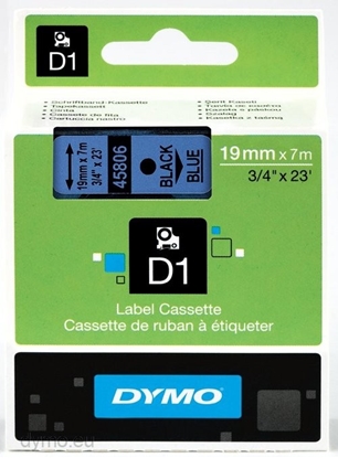 Picture of Dymo D1 19mm black/blue labels 45806