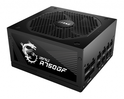 Attēls no MSI MPG A750GF UK PSU '750W, 80 Plus Gold certified, Fully Modular, 100% Japanese Capacitor, Flat Cables, ATX Power Supply Unit, UK Powercord, Black, Support Latest GPU'
