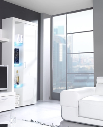 Picture of Cama high display cabinet SAMBA white/white gloss