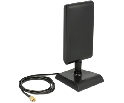 Attēls no Delock WLAN 802.11 ac/a/h/b/g/n Antenna RP-SMA plug 6 - 9 dBi directional with magnetic base and connection cable (ULA 100, 1 m)