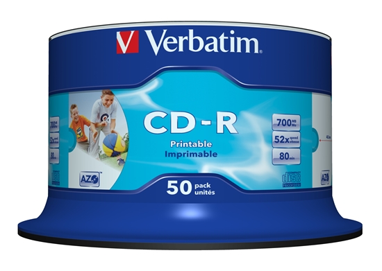 Изображение 1x50 Verbatim CD-R 80 / 700MB 52x Speed wide printable generic
