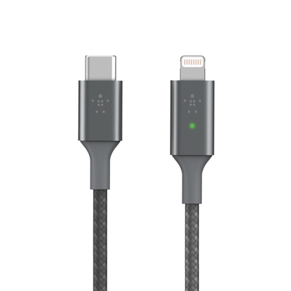 Attēls no Belkin Smart LED Cable grey 1,2m USB-C / Lightning   CAA006bt04GR