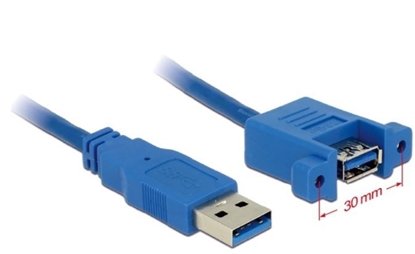 Attēls no Delock Cable USB 3.0 Type-A male  USB 3.0 Type-A female panel-mount 1 m