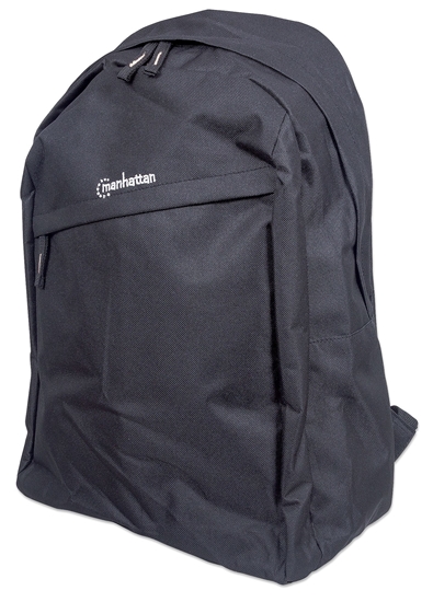 Изображение Manhattan Knappack Backpack 15.6", Black, LOW COST, Lightweight, Internal Laptop Sleeve, Accessories Pocket, Padded Adjustable Shoulder Straps, Water Bottle Holder, Three Year Warranty