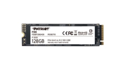 Attēls no SSD|PATRIOT|P300|128GB|M.2|PCIE|NVMe|3D NAND|Write speed 600 MBytes/sec|Read speed 1600 MBytes/sec|3.8mm|TBW 60 TB|P300P128GM28