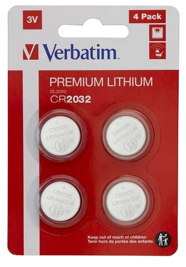 Picture of 4 Verbatim CR 2032 Lithium battery 49533
