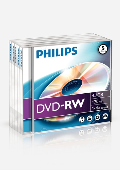 Изображение 1x5 Philips DVD-RW 4,7GB 4x JC