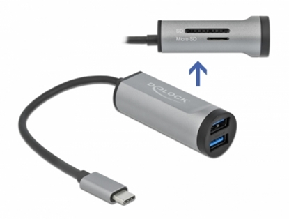 Picture of Delock 2 Port USB 3.2 Gen 1 Hub with USB Type-C™ Connection and SD + Micro SD Slot