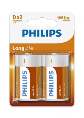 Picture of 1x2 Philips LongLife D Batterie