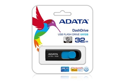 Attēls no ADATA DashDrive UV128 128GB USB flash drive USB Type-A 3.2 Gen 1 (3.1 Gen 1) Black, Blue