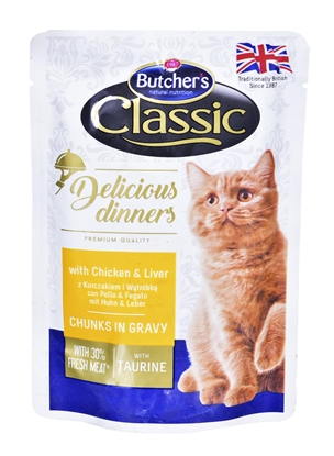 Attēls no BUTCHER'S Delicious Dinners with chicken and liver - wet cat food - 100 g