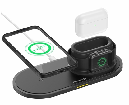 Attēls no Swissten 3in1 15W Wireless Charger for iPhone / Apple Watch / Airpods Pro