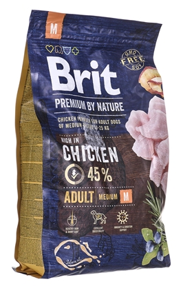 Picture of BRIT Premium by Nature Adult M Chicken - dry dog food - 3 kg