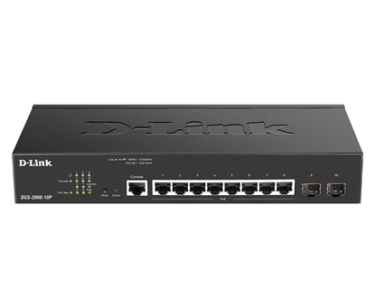 Изображение D-Link DGS-2000-10P network switch Managed L2/L3 Gigabit Ethernet (10/100/1000) Power over Ethernet (PoE) 1U Black