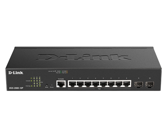 Picture of D-Link DGS-2000-10P network switch Managed L2/L3 Gigabit Ethernet (10/100/1000) Power over Ethernet (PoE) 1U Black