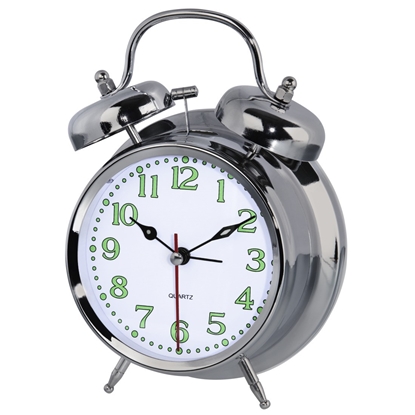 Picture of Hama Alarm Clock Nostalgy, silver fluorescent        186326