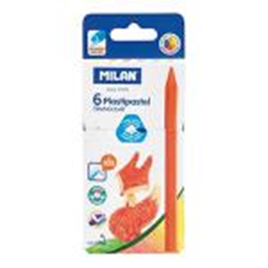 Picture of Krītiņi vaska 6 krāsas trīsstūraini 12cm Plastipastel Milan