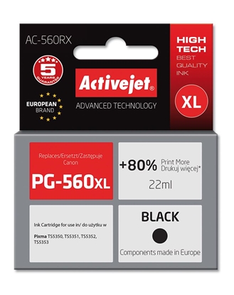 Attēls no Activejet AC-560RX ink (replacement for Canon PG-560XL; Supreme; 25 ml; black)