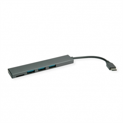 Attēls no ROLINE USB 3.2 Gen 1 Hub, 3 Ports, Type C connection cable, with Card Reader