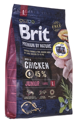Picture of BRIT Premium by Nature Junior Large Chicken - dry dog food - 3 kg