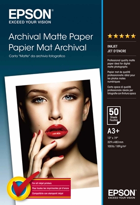 Изображение Epson Archival Matte Paper  A 3+ 50 Sheet, 189 g         S 041340