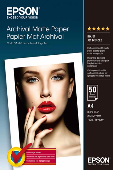 Изображение Epson Archival Matte Paper A 4, 50 Sheet, 189 g    S 041342
