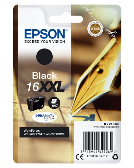 Изображение Epson ink cartridge black DURABrite Ultra XXL T 168 T 1681