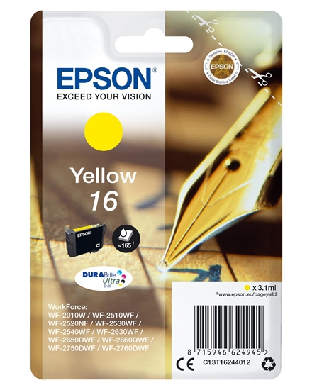 Изображение Epson ink cartridge yellow DURABrite Ultra T 162     T 1624
