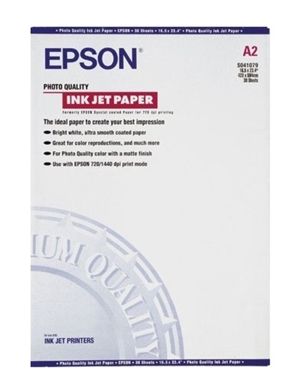 Picture of Epson Inkjet Paper Photo Quality A2, 30 Sheet, 105g,   S041079