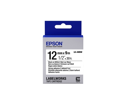 Attēls no Epson Label Cartridge Strong Adhesive LK-4WBW Black/White 12mm (9m)