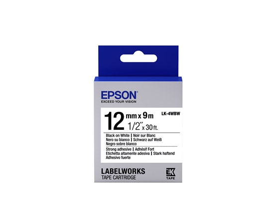 Изображение Epson Label Cartridge Strong Adhesive LK-4WBW Black/White 12mm (9m)