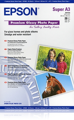 Изображение Epson Premium Glossy Photo Paper A3+, 20 Sheet, 255g   S041316