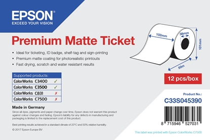 Attēls no Epson Premium Matte Ticket - Roll: 102mm x 50m