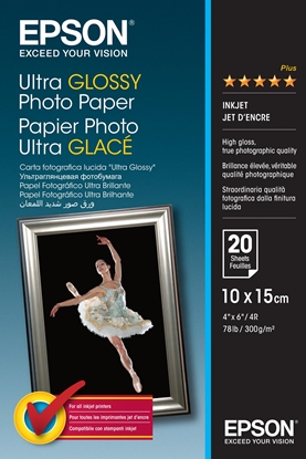 Attēls no Epson Ultra Glossy Photo Paper 10x15cm, 20 sheet, 300g S 041926