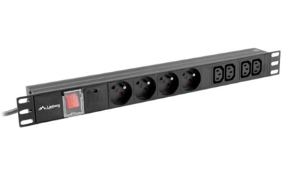 Изображение Listwa zasilająca Rack PDU  1U 10A 4X 230V PL 4X IEC C13 2m C14 czarna 