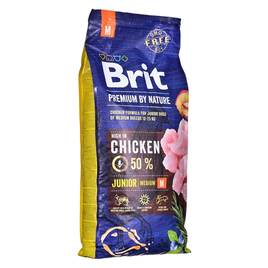 Picture of BRIT Premium by Nature Junior Medium Chicken - dry dog food - 15 kg
