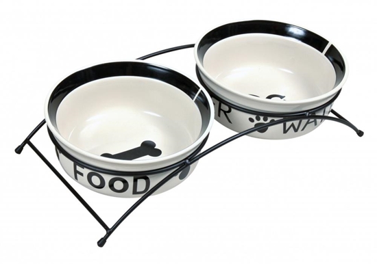 Picture of TRIXIE 24641 A set of ceramic bowls on a stand 0.6 l
