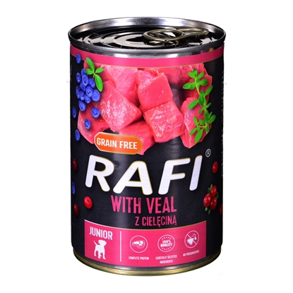 Attēls no Dolina Noteci Rafi Junior with veal, cranberry, and blueberry - Wet dog food 400 g