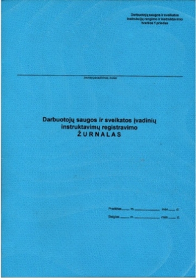 Picture of Darbuotojų saugos ir sveikatos įvadinių instruktavimų registracijos žurnalas A4, vertikalus, 10 lapų