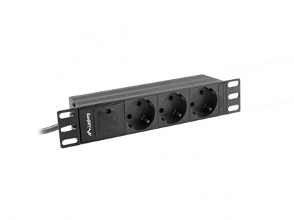 Picture of Lanberg PDU Steckdosenleiste 10" 1U 3x Schuko C14 2m schw.