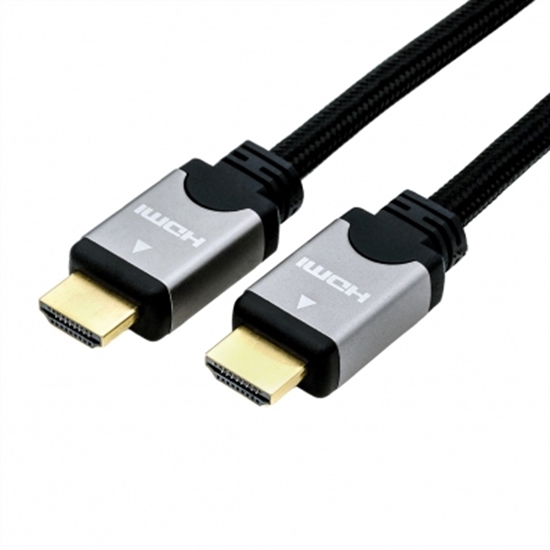 Изображение ROLINE HDMI High Speed Cable + Ethernet, M/M, black /silver, 7.5 m