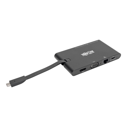 Picture of Tripp Lite U442-DOCK3-B USB-C Dock - 4K HDMI, VGA, USB 3.2 Gen 1, USB-A/C Hub, Gigabit Ethernet, Memory Card Slots, 100W PD Charging