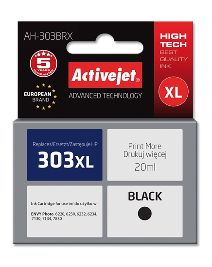 Picture of Activejet AH-303BRX Ink Cartridge (replacement for HP 303XL T6N04AE; Premium; 20ml; black)