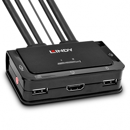 Изображение Lindy 2 Port HDMI 10.2G, USB 2.0 & Audio Cable KVM Switch