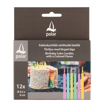 Изображение Tortes svecītes Polar Birthday krāsaina liesma 12gab.