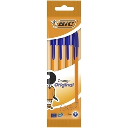 Pilt BIC Ballpoint pen ORANGE FINE POUCH 4 psc BLUE EU 601217